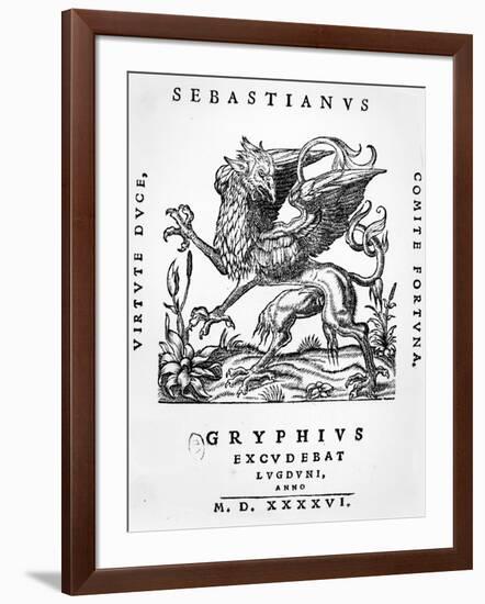 Griffin Printer's Emblem of Sebastianus Gryphius, Lyon, 1546 (Woodcut)-French-Framed Giclee Print