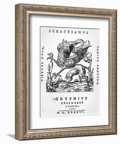 Griffin Printer's Emblem of Sebastianus Gryphius, Lyon, 1546 (Woodcut)-French-Framed Giclee Print