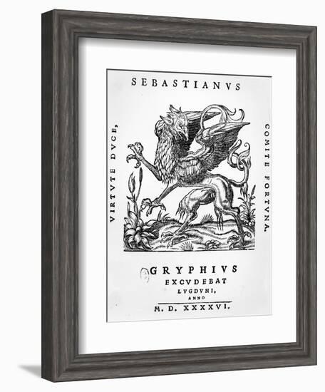 Griffin Printer's Emblem of Sebastianus Gryphius, Lyon, 1546 (Woodcut)-French-Framed Giclee Print