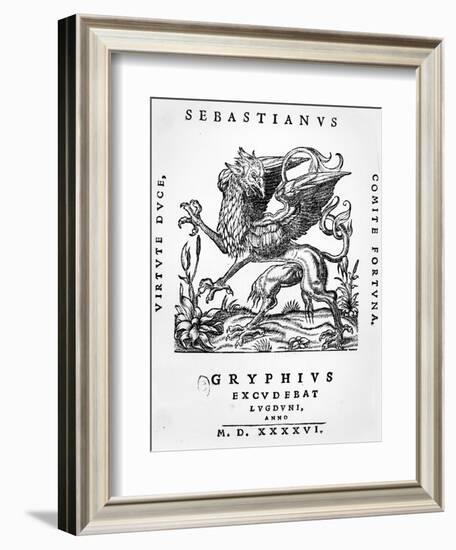 Griffin Printer's Emblem of Sebastianus Gryphius, Lyon, 1546 (Woodcut)-French-Framed Giclee Print