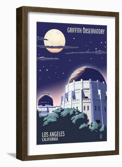 Griffith Observatory at Night - Los Angeles, California-Lantern Press-Framed Art Print