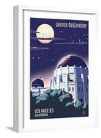 Griffith Observatory at Night - Los Angeles, California-Lantern Press-Framed Art Print