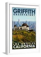 Griffith Observatory Day Scene - Los Angeles, California-Lantern Press-Framed Art Print