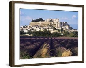 Grignan Chateau and Leavender Field, Grignan, Drome, Rhone Alpes, France-Charles Bowman-Framed Photographic Print