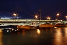 Russia, Saint-Petersburg, Blagoveshchensky Bridge across River Neva, with Night Illumination.-grigvovan-Stretched Canvas