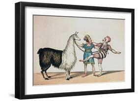 Grimaldi and the Alpaca, in the Popular Pantomime of the Red Dwarf, Published 1813 in London-John Norman-Framed Giclee Print