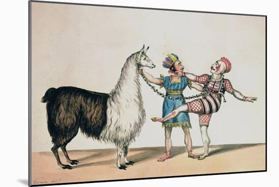 Grimaldi and the Alpaca, in the Popular Pantomime of the Red Dwarf, Published 1813 in London-John Norman-Mounted Giclee Print