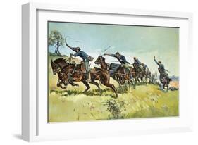 Grimes's Battery Going Up El Pozo Hill-Frederic Sackrider Remington-Framed Giclee Print