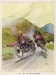 Two Competitors in the Tourist Trophy Race Fight It out Amid the Hills of the Isle of Man-Grimes-Stretched Canvas