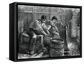 Grinders at Work on a Wheel, C1880-null-Framed Stretched Canvas