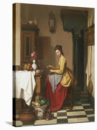 Grinding Coffee-Charles Henri Joseph Grips-Stretched Canvas