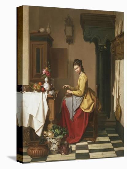 Grinding Coffee-Charles Henri Joseph Grips-Stretched Canvas