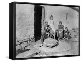 Grinding Grain in a Quern, Inishmurray, County Sligo, 1900-Robert John Welch-Framed Stretched Canvas