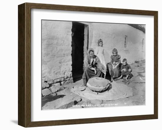 Grinding Grain in a Quern, Inishmurray, County Sligo, 1900-Robert John Welch-Framed Giclee Print