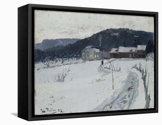 Grini, Upper Maja Farm, 1887 oil on board-Fritz Thaulow-Framed Stretched Canvas