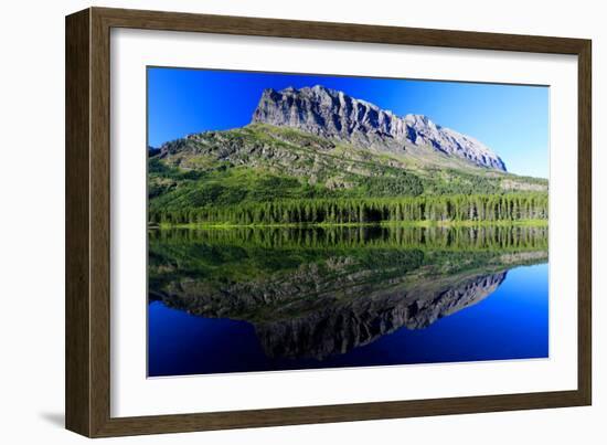 Grinnell Point and Fischercap Lake Mountain Reflection Glacier National Park Montana-Steve Boice-Framed Photographic Print