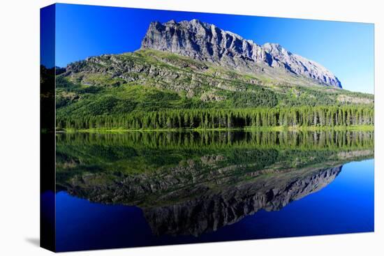 Grinnell Point and Fischercap Lake Mountain Reflection Glacier National Park Montana-Steve Boice-Stretched Canvas