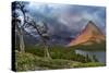 Grinnell Point over Swift Current Lake in Glacier National Park, Montana-Chuck Haney-Stretched Canvas