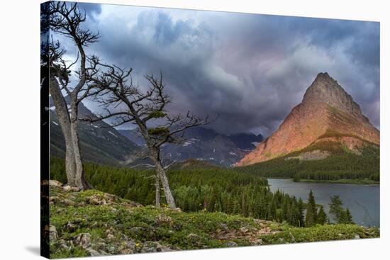 Grinnell Point over Swift Current Lake in Glacier National Park, Montana-Chuck Haney-Stretched Canvas