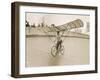 Grinning Cyclist Tries to Get His Glider Airborne at the Parc des Princes Stadium Paris-null-Framed Photographic Print
