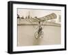 Grinning Cyclist Tries to Get His Glider Airborne at the Parc des Princes Stadium Paris-null-Framed Photographic Print