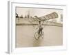 Grinning Cyclist Tries to Get His Glider Airborne at the Parc des Princes Stadium Paris-null-Framed Photographic Print