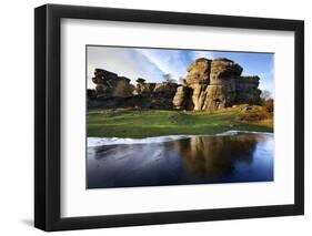 Gritstone Formations at Brimham Rocks Reflected, Summerbridge, North Yorkshire, England, UK-Mark Sunderland-Framed Photographic Print