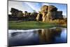 Gritstone Formations at Brimham Rocks Reflected, Summerbridge, North Yorkshire, England, UK-Mark Sunderland-Mounted Photographic Print