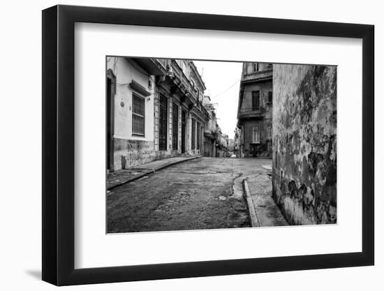 Gritty Black And White Image Of An Old Street In Havana-Kamira-Framed Photographic Print