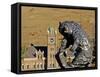 Grizzly Bear Statue at University of Montana, Missoula, Montana-Chuck Haney-Framed Stretched Canvas