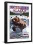 Grizzly Fishing Salmon - Fairbanks, AK-Lantern Press-Framed Art Print