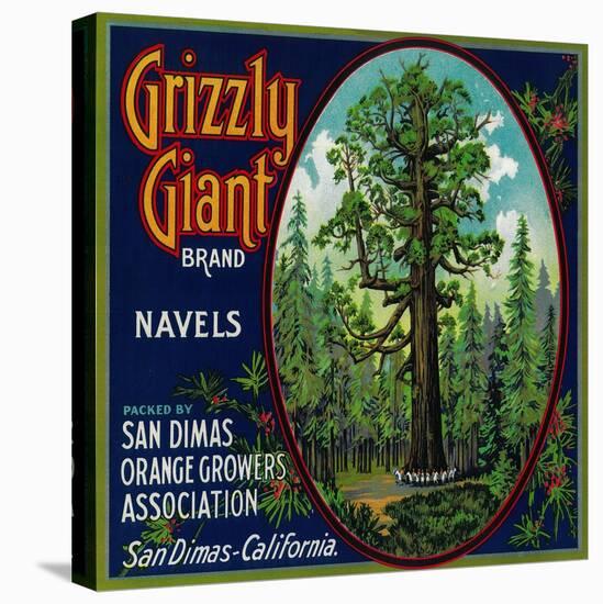 Grizzly Giant Orange Label - San Dimas, CA-Lantern Press-Stretched Canvas