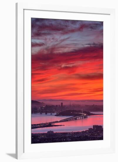 Grizzly Sunset Burn Over San Francisco, Oakland Hills, Bay Area, California-Vincent James-Framed Photographic Print