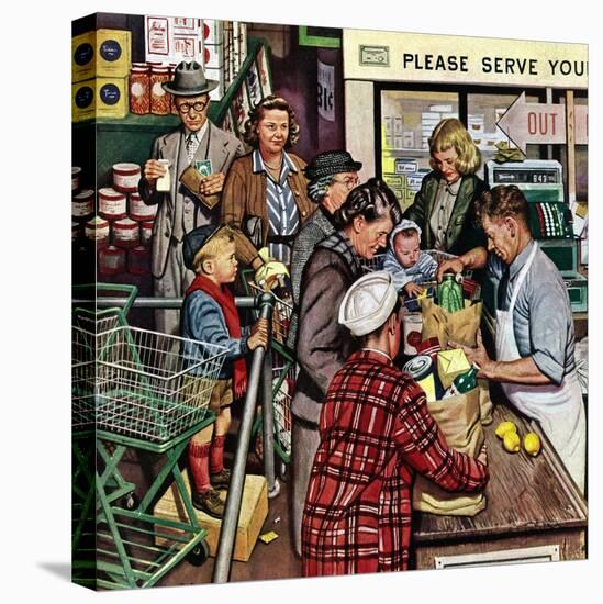 "Grocery LIne," November 13, 1948-Stevan Dohanos-Stretched Canvas