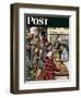 "Grocery LIne," Saturday Evening Post Cover, November 13, 1948-Stevan Dohanos-Framed Giclee Print