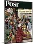"Grocery LIne," Saturday Evening Post Cover, November 13, 1948-Stevan Dohanos-Mounted Premium Giclee Print
