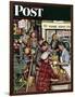 "Grocery LIne," Saturday Evening Post Cover, November 13, 1948-Stevan Dohanos-Framed Giclee Print