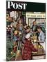 "Grocery LIne," Saturday Evening Post Cover, November 13, 1948-Stevan Dohanos-Mounted Giclee Print