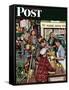 "Grocery LIne," Saturday Evening Post Cover, November 13, 1948-Stevan Dohanos-Framed Stretched Canvas