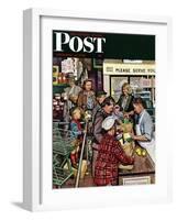 "Grocery LIne," Saturday Evening Post Cover, November 13, 1948-Stevan Dohanos-Framed Giclee Print