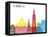 Groningen Skyline Pop-paulrommer-Framed Stretched Canvas