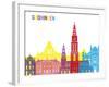 Groningen Skyline Pop-paulrommer-Framed Art Print