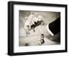 Groom Handing Wedding Bouquet to Bride-melis-Framed Photographic Print