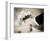 Groom Handing Wedding Bouquet to Bride-melis-Framed Photographic Print