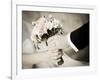 Groom Handing Wedding Bouquet to Bride-melis-Framed Photographic Print