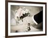 Groom Handing Wedding Bouquet to Bride-melis-Framed Photographic Print