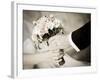 Groom Handing Wedding Bouquet to Bride-melis-Framed Photographic Print