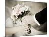 Groom Handing Wedding Bouquet to Bride-melis-Mounted Photographic Print