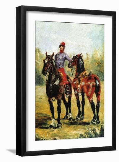 Groom with Two Horses-Henri de Toulouse-Lautrec-Framed Art Print