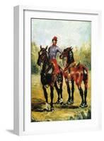 Groom with Two Horses-Henri de Toulouse-Lautrec-Framed Art Print